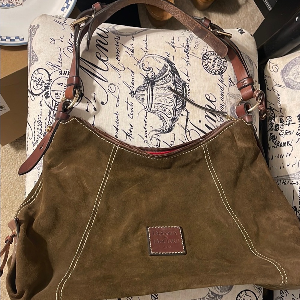 Dooney & Bourke Brown Leather Trim Hobo Bag